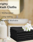 Orighty Wash Cloths Bulk Towels Set 200 Pack, Highly Absorbent and Soft Feel Microfiber Face Cloths, Multi-Purpose Washcloths & Hand Towels for Bathroom, Hotel, Spa, and Gym, 12x12 Inch, Black