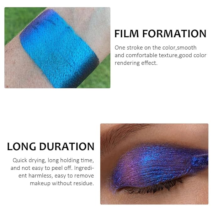 Duochrome MultiChrome Chameleon Liquid Metallic Eyeshadow 3 Pcs Set, Deep Purple Blue High-Impact Multi-Dimensional Finish, Silky Smooth and High Pigment Holographic Glitter Eyeshadow Makeup (Set03)