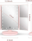 deweisn Tabletop Mount Tri-Fold Lighted Vanity Mirror with 21 LED Lights, Touch Screen and 3X/2X/1X Magnification, Two Power Supply Modes Make Up Mirror,Travel Mirror