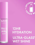 NYX PROFESSIONAL MAKEUP This Is Milky Gloss, Vegan Lip Gloss, 12 Hour Hydration - Lilac Splash (Sheer Baby Purple)