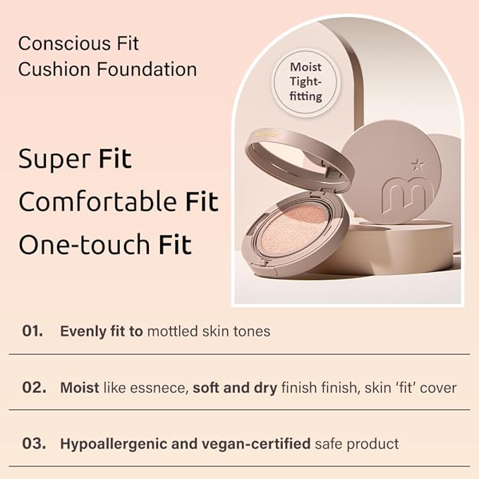 MOONSHOT KOREA Conscious Fit Cushion Foundation Flawless Coverage,Glass