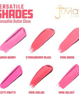 Juvia's Place Smoothie Lip Gloss Pink Drink - Hydrating Cream Lipgloss with Pink & Mauve Tones - Non Sticky Plumping Glosses - High Shine Lipgloss for Women - Lip Plumper with Cocoa Butter & Chia Oil