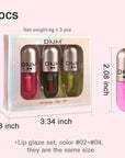evpct 3Pcs Peach Aloe Vera Avocado Mini Clear Color Changing Lip Oil Tinted Lip Gloss Set for Women Girls Lip Balm Tint Stain Glaze Pack Lipstick Magic labiales magicos brillos para labios