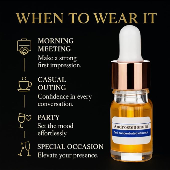 ANDROSTENONUM by Pherolec Global Male Pheromone Perfume Oil for Him Real Long-Lasting Original Best Men's Pheromones Cologne Essential Strong Spray Fragrance Essence Extra Strength Man 0.17 fl. oz