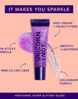 UNICORN SNOT Holographic Glitter Lip Gloss | Sparkly & Shimmer Lips for Christmas Glitter Makeup | Stocking Stuffers for Holiday Gift | Vegan & Cruelty Free 0.37 fl oz (Orchid/Holographic Purple)