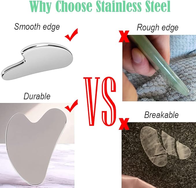 Ditind Gua Sha, Gua Sha Facial Tools, Stainless Steel Guasha Tool for Facial and Body SPA, Guasha Massage for Toxins Prevents Wrinkles and Body SPA Acupuncture Therapy