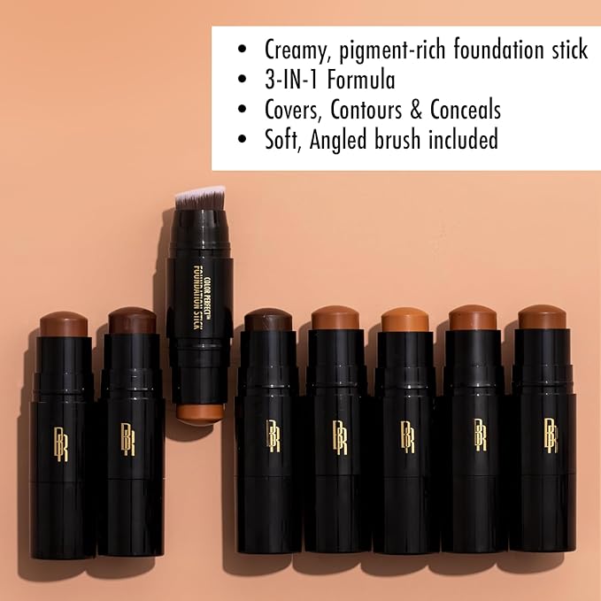 Black Radiance Color Perfect Foundation Stick with Soft Brush Applicator Duo – Buildable, Blendable Versatile Pigment-Rich Formula - Chocolate Dipped