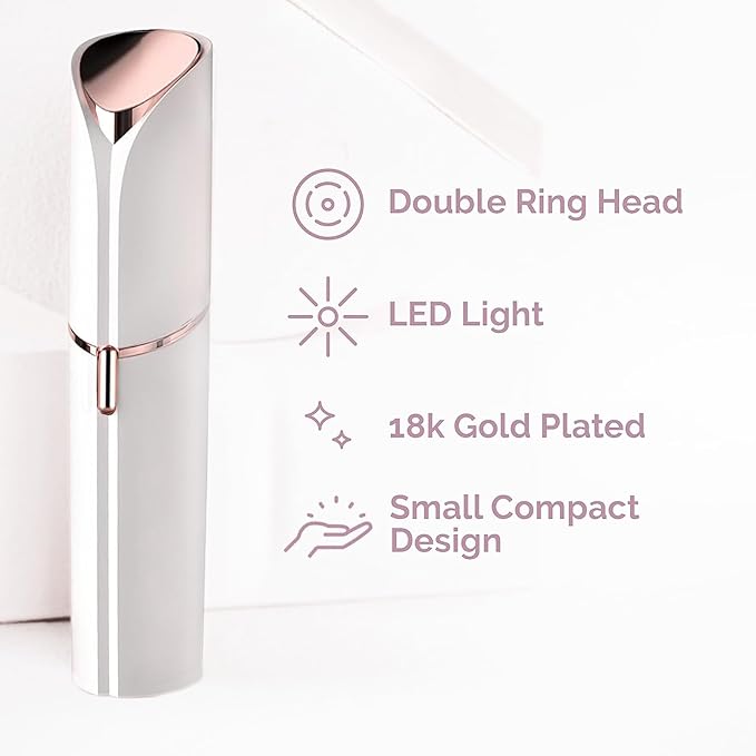 Facial Hair Removal for Women, Painless Face Trimmer for Upper Lips, Peach Fuzz and Chin with USB Rechargeable