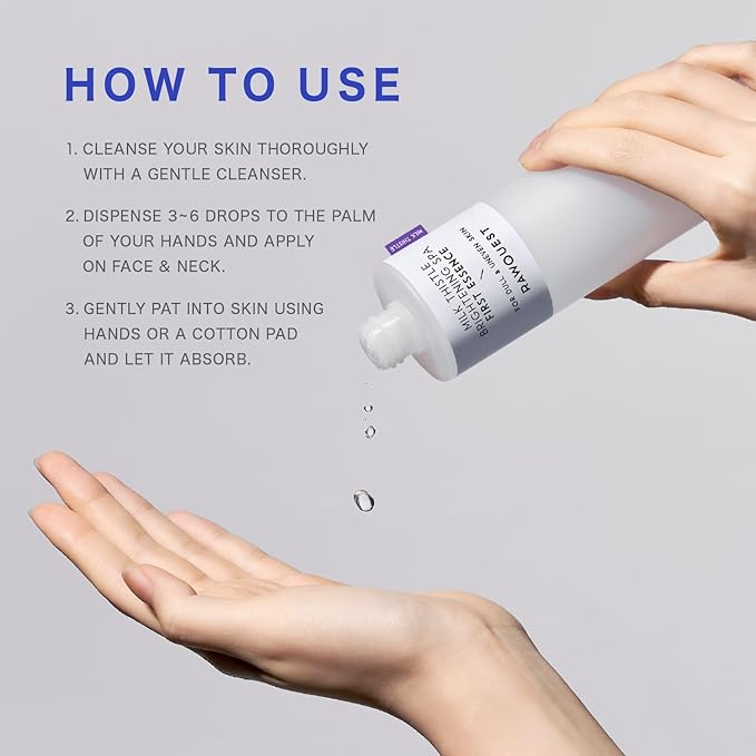 RAWQUEST- Korean Skin Care Essence Toner for Deep Hydration, Radiant Glow, Moisturizing, Soothing & Dermatologist Tested w/82% Milk Thistle, Hyaluronic Acid & Niacinamide, K Beauty 6.76 Fl Oz / 200ml