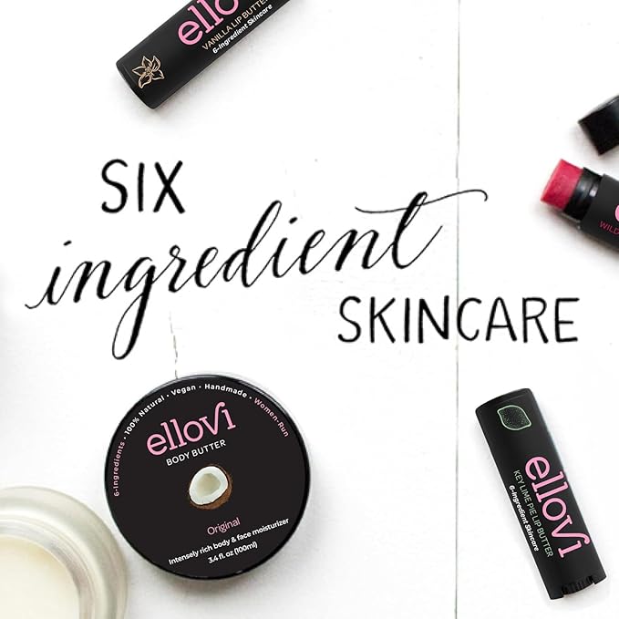 Ellovi Natural Lip Butter Lip Balm - Key Lime - Pure Enough to Eat - Made With Just 6 Vegan Ingredients - Moisturizing Lip Care for All Day Hydration