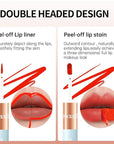 Matte Lip Stain Peel Off Lip Gloss& Lip Liner 2-in-1: One end defines lips with precision liner, the other peels off to reveal long-lasting, waterproof, smudge-proof, transfer-proof matte color.6#