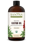 Banyan Botanicals Organic Castor Oil – Pure and Refined Castor Oil – for Face and Skin Care, Hair Care, and Natural Beauty – 24 oz – Non GMO, Hexane Free, Vegan, and Cruelty Free
