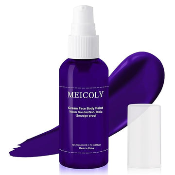 MEICOLY Cream Dark Blue Face Body Paint,2.1Oz Smudge-Proof Face Paint,Water Based Washable Body Paint for Adults and Kids,Halloween SFX for Smurf Mystique Cosplay Avatar Makeup
