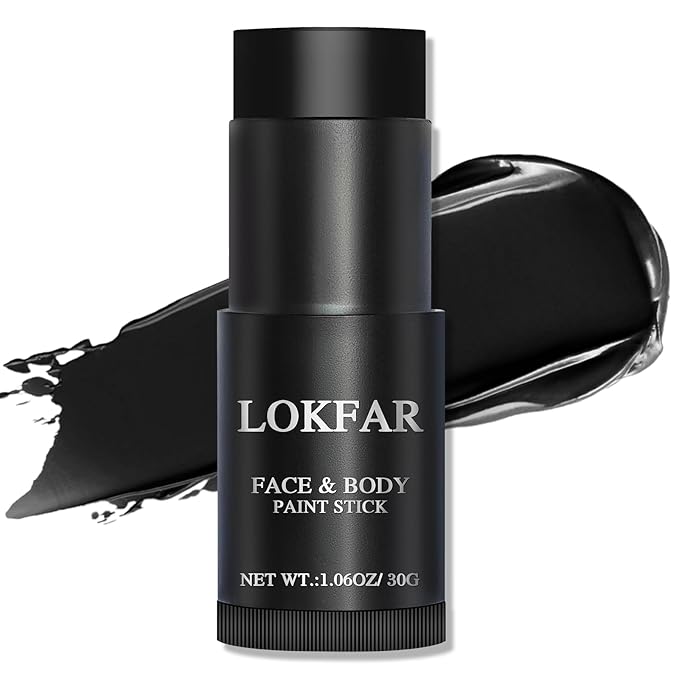 Black Face Body Paint Stick, Football Baseball Eye Black Stick, Waterproof Full-Coverage Face Makeup for Halloween Zombie Clown Vampire Skeleton Skull Joker Cosplay Makeup