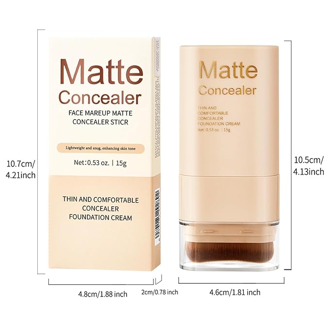 Foundation Stick, 2 in 1 Dual-Ended Eraser Contour Stick with Brush, Tinted Moisturizer, Skin Tint, Face Foundation, Radiant & Dewy Finish for Face Makeup, Sheer to Medium Coverage (＃01)