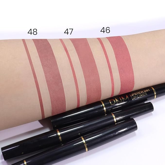 2-in-1 Fairest Nude Velvet Lip Liner & Lipstick Set Kit for Women, Matte Lips Kit with Lip Liner Lip Stains Long Lasting Waterproof 24 Hour Lipstick and Lip Liners Combo Lipliners Pencil Set 47
