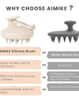 AIMIKE Scalp Massager Shampoo Brush, Soft Silicone Scalp Scrubber, Scalp Brush/Exfoliator for Washing Hair Dandruff, Scalp Massager Hair Growth Stimulator, Wet Dry Scalp Hair Scrubber - Oatmeal