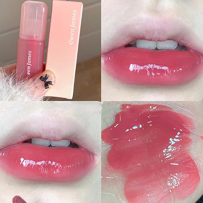 4Pcs Hydrating Lip Gloss Set,Non-Stick Cup,Glossy Finish,Highly-Pigmented Korean Lip Glaze,Plumping Lipgloss,Moisturizing Water Mirror Liquid Lipstick,Long-lasting Natural Makeup