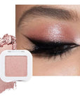 evpct Champagne Shimmer Single Eyeshadow Palette, Rose Gold Ice Pink Nude Glitter Cream Eye shadow Palette Singles Brightener Makeup for Older Women, High Pigment Waterproof Monochrome Mini Eyeshadow
