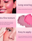 Pink Powder Blush Palette, Multi-Use Makeup Blusher Pink Blendable Formula