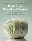 Arencia Korean Rice Mochi Face Cleanser - Face Wash, Gentle Scrub All in One for Deep Cleansing, Moisturizing, Pore Minimizing, Acne-Prone Skin, Removing Blackhead with Rice Water & Green Tea