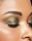 MAKE Beauty Multi-Chromatic Eye Shadow. Metal Reflecting Luminous Foil Finish Creamy, Buildable, Dimensional Long-wear, Crease-proof Powder Eyeshadow, Multichrome Shade - Gravitational, Olive Green