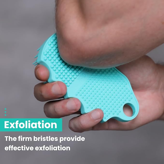Silicone Body Scrubber Silver-Infused Dual-Sided 3-in-1 for Shower, Body Cleaning+Massage+Exfoliator Body Brush Buffer for Men and Women, Silicone Loofah, Non-Slip Handle (Mint Green)