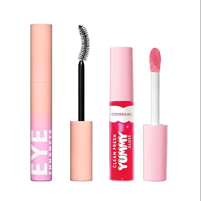 COVERGIRL Clean Fresh Yummy Gloss - My Strawbooty + Eye Enhancer, Intense Black, 3D Mascara