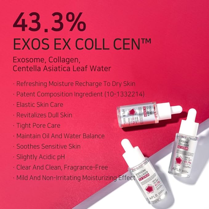 APLB Exosome Collagen EX Serum | EXOS EX COLL CEN™ 43.3% 1.35 FL.OZ/Korean Skincare, Efficient absorption, Tightens skin, Long lasting hydration, Revitalize for gentle and improve skin texture