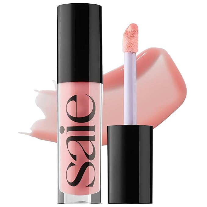Saie Glossybounce - Hydrating Lip Gloss and Tinted Lip Oil Hybrid with Hyaluronic Acid & Jojoba Oil for Non-Sticky, Ultra-Shiny, Plump & Soft Lips - Everyday Makeup Essential - Bubble (.17 oz)