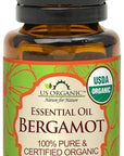 US Organic 100% Pure Bergamot Essential Oil, USDA Certified Organic, Cold Pressed, with Euro droppers (More Size Variations Available) (15 ml / .5 fl oz)