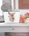 Floral deer cosmetic bag dear