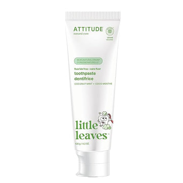 ATTITUDE Fluoride-Free Toothpaste, Plant- and Mineral-Based Ingredients, Vegan, Cruelty-Free and Sugar-Free, Coconut and Mint 4.2 Oz