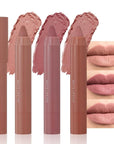 BINGBRUSH Crayon Matte Longwear Lipstick Pack Set,Moisture Smooth Color Stick Ultimate Lip Crayon for Makeup Collection - Waterproof Velvet Lipgloss (3pcs 02#&04#&06#, 3 Count (Pack of 1))