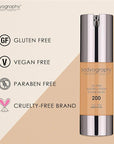 BODYOGRAPHY - NATURAL FINISH Foundation (Med/Dark#200): Oil-Free Anti-Aging Gluten-Free, Paraben-Free