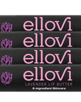 Ellovi Natural Lip Butter Lip Balm - Lavender - Pure Enough to Eat - Made With Just 6 Vegan Ingredients - 100% Natural & Organic Moisturizing Lip Care for All Day Hydration (4-Pack)