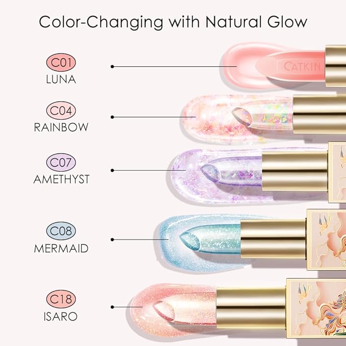 CATKIN Lip Balm Tinted Color Changing Lipstick Ultra Hydrating Lip Moistrurizer Lip Care with Vitamin E Nourishing For Cracked & Dry Lips 0.12 oz C07 Amethyst