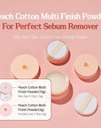 SKINFOOD Peach Cotton Multi Finish Powder 5g - Korean Peach Extract & Calamin Sebum Control Face Powder - Silky Setting Powder - Setting Powder for Oily Skin - Sweet Peach Scent for Soft Skin