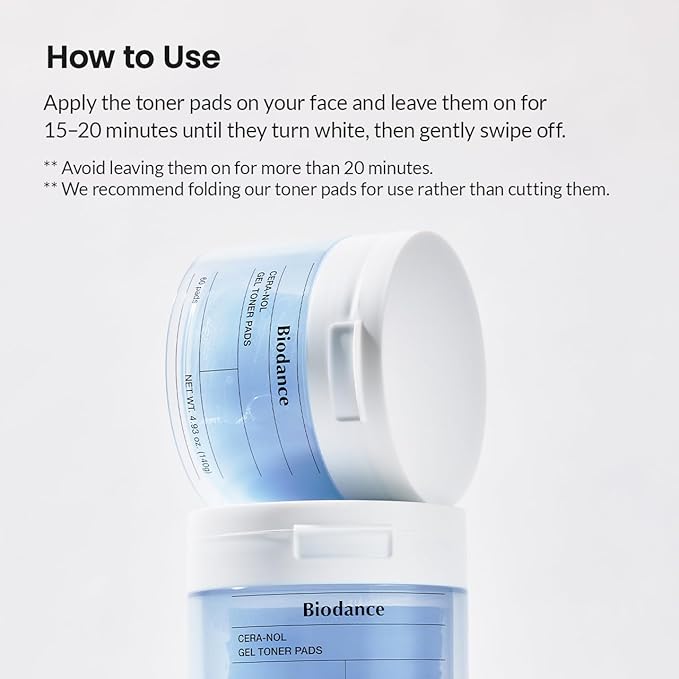 Biodance Cera-nol Gel Toner Pads | Hydrating, Soothing Korean Toner Pads for Sensitive Skin | 4.93 fl.oz.(140g), 60Pads