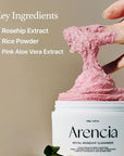 Arencia Rosehip Brightening Rice Mochi Face Cleanser & Daily Scrub - Moisturizing, Exfoliating & Deep-Cleansing - All Skin Types with Rice Powder & Rice Water (1.76oz)