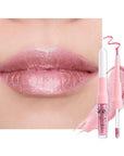 Kaely 2-in-1 Nude Pink Metallic Lipstick and Lip Liner, Shimmer Liquid Metallic Lipsticks for Women, Glitter Lip Gloss Stain Long Lasting Waterproof Smudge Proof 24 Hour, Vegan Makeup, 19