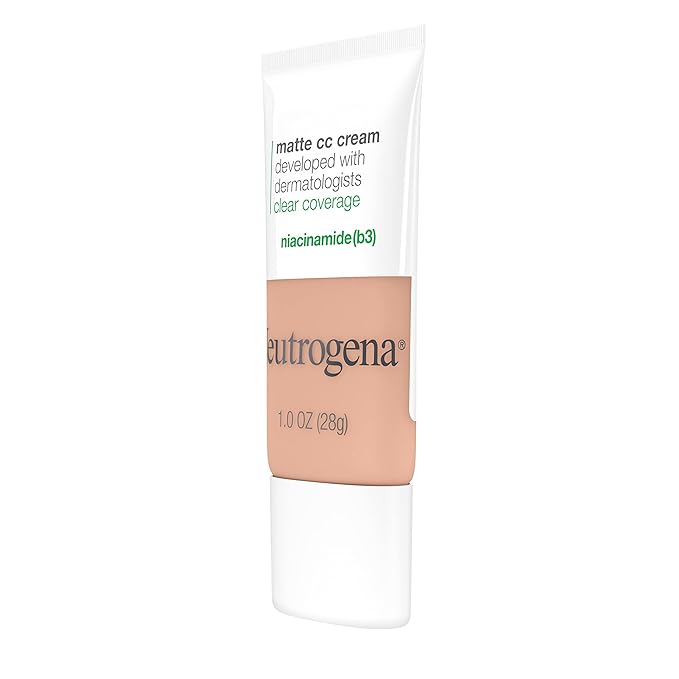 Neutrogena Clear Coverage Flawless Matte CC Cream, Full-Coverage Free, Nougat, 1 oz