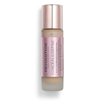 Makeup Revolution Conceal & Define Foundation, Cream Foundation Cruelty-Free, F7, 23ml