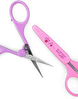 Eyebrow Scissors, Small Scissors for Facial, Nose, Eyebrow, Mustache, and Beard Hair Trimming & Grooming, Straight Edge, Pink Long Cap