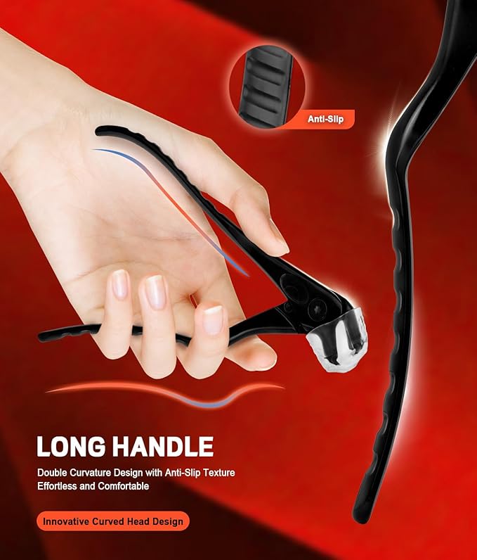 SGNEKOO Long Handle Toenail Clippers for Seniors - Curved Design with Anti-Slip Grip, MIM Technology & Ergonomic Pedicure Tool (No Bending, Easy Trimming for Elderly)