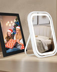 Travel Makeup Mirror with Lights, Portable Small Beauty LED Vanity Mirror with Lights, 1200mAh Battery, Dimmable Touch Screen, Tabletop Folding Compact Mirror,Women Gift