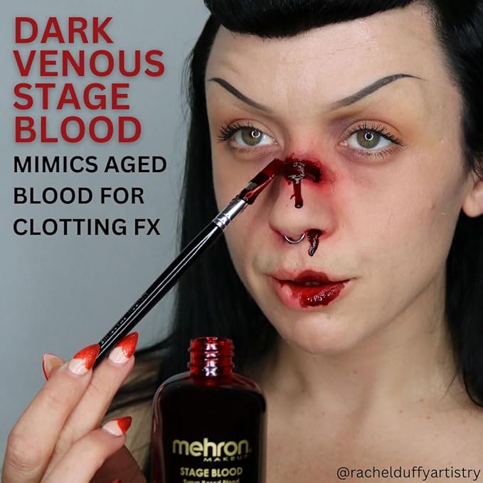 Mehron Makeup Stage Blood | Realistic For Halloween | Washable Fake Blood for Special FX, Stage & Screen, Halloween, & Cosplay (4.5) (Dark Venous)