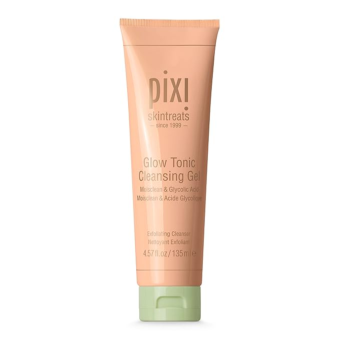 Pixi Beauty Glow Tonic Cleansing Gel 135ml | Glycolic Acid Facial Cleanser | Purify and Brighten Complexion | Ginseng Improves Circulation | 4.57 Fl Oz