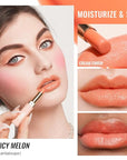 Oulac Shine Orange Lipstick for Women, 2 in 1 Glossy Coral Orange Tinted Lip Balm, Hydrating Lipstick for Dry Lips, Moisture Shine Juicy Finish Vegan 2.2g/0.07oz (21)