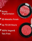 Red Glitter Eyeshadow, Highly Pigmented Shimmer Eyeshadow Red Eye Makeup, Bright Sparkly Fine Pressed Glitter Long Lasting Diamond Metallic Eye Shadow, Silky Waterproof Mars Red Eyeshadow/Highlighter